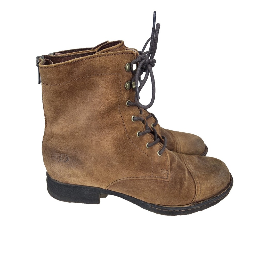Born Brynne Ankle Boots Womens 9 M Brown Suede Cap Toe Zip Up Bootie D70126